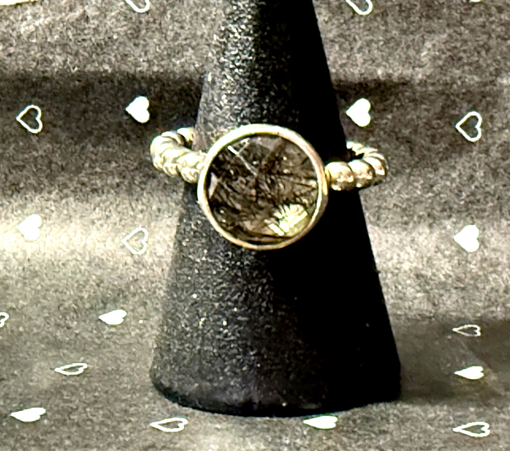 Authentic Pandora Rutile Quartz Bubble Stacking Ring 925 Silver #190619BRU  5.5